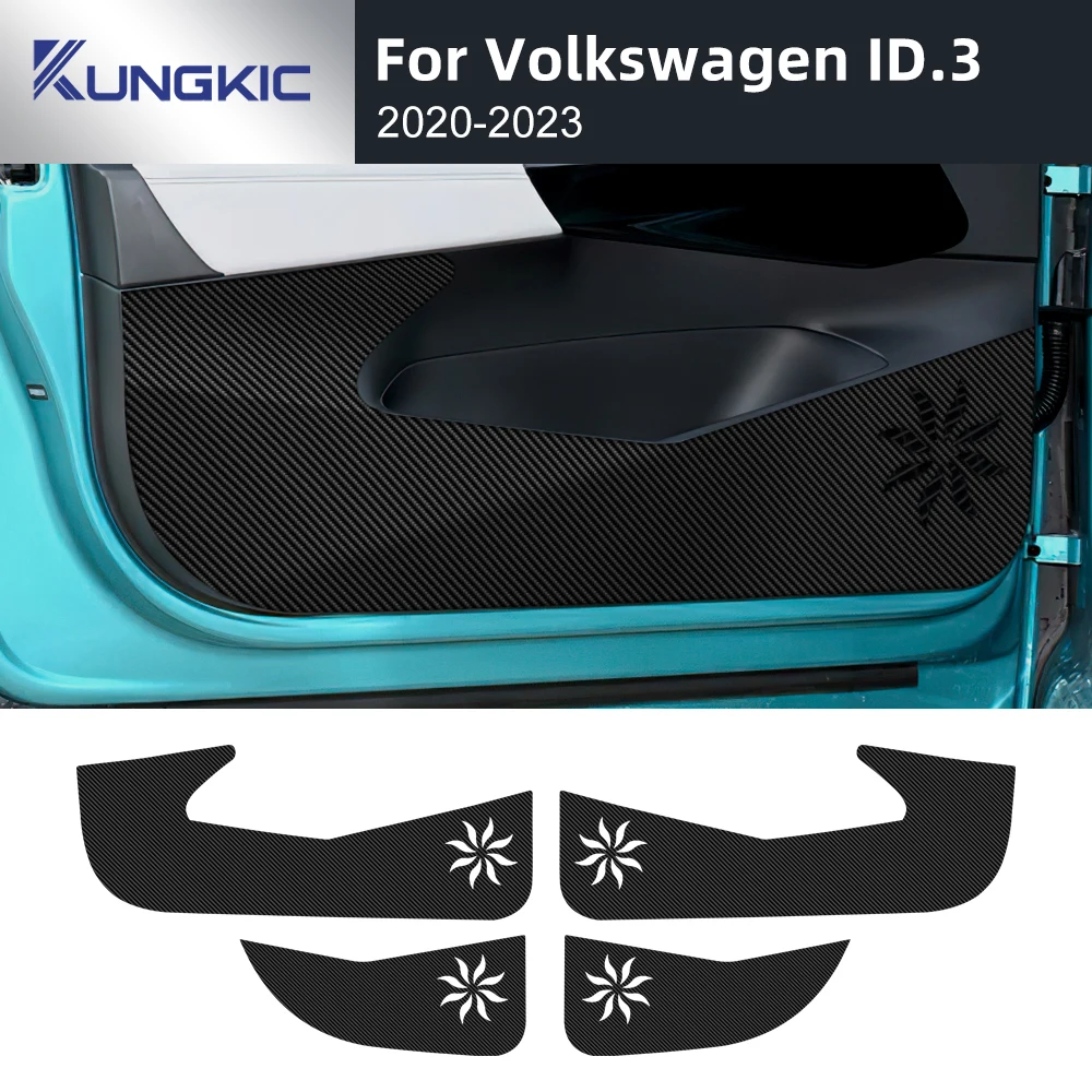 

Для Volkswagen VW ID.3 ID3 2023 2022 2021 2020 LHD RHD дверной противоударный коврик автомобиля кожаный карбоновый коврик аксессуары для внутренней отделки