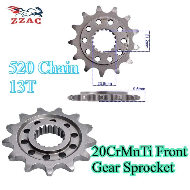 520 Chain 13T 20CrMnTi Front Gear Sprocket For Honda CRF450 R X RX 2002-2025 CR500 TRX450 R TRX700 XX CR250 CRF250 CRM250