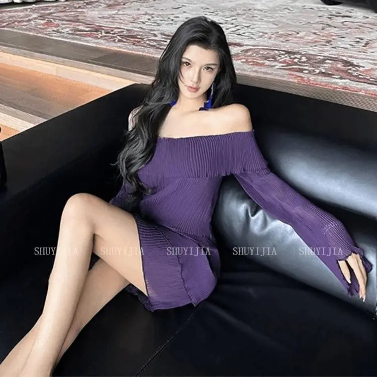 ドレス 長袖 レディースドレス 中世風 春 サテン ゴールド ボートネック リボン結び ウエストフィット フィッシュテール フレア フレンチシック 光沢