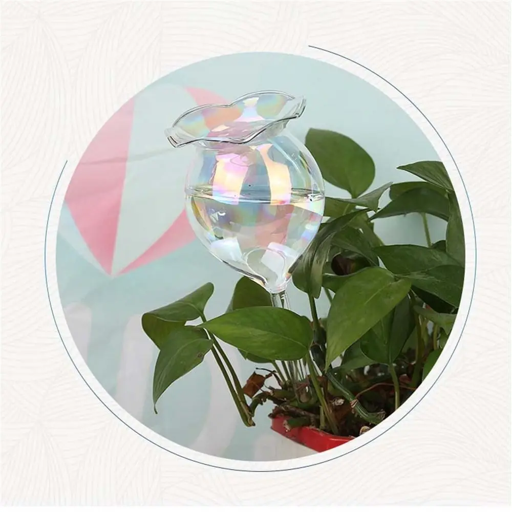 2pcs Flower Shape Plant Watering Globes Glass Home Office Automatic Plant Self Watering Globes Indoor Outdoor Plants