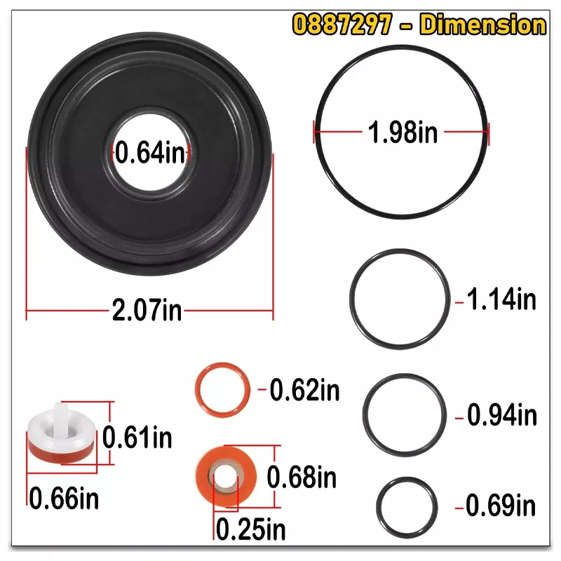 0887297 Complete Rubber Kit For Watts 1/4"-1/2" 009, LF009 Total Rubber Repair Kit Reduced Pressure Zone Assembly Series 009