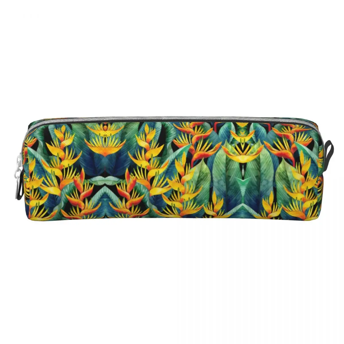 Lovely Pencil Case Tropical Pencil Box Watercolor Heliconia School Pencil Cases Students Square Custom DIY Stationery Organizer