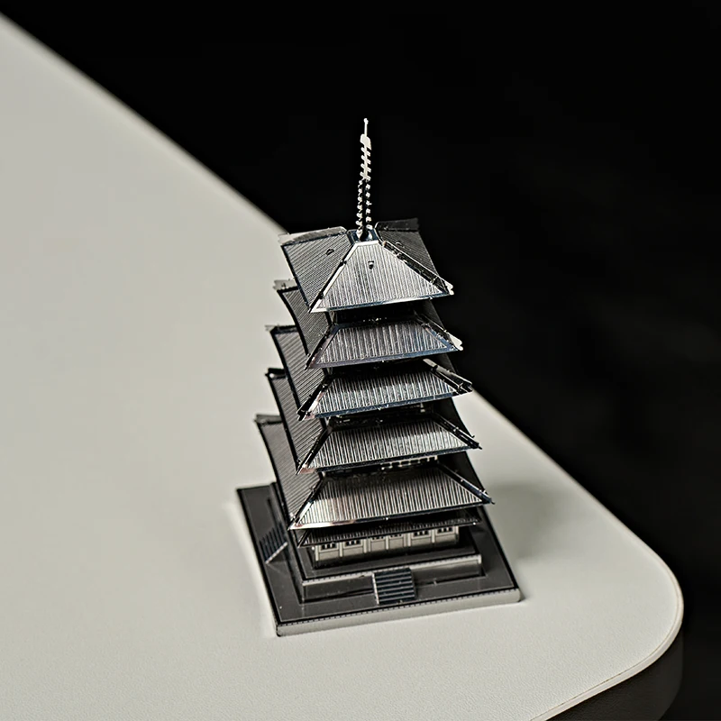 Chinese ancient style iron sheet building blocks 3D stereoscopic jigsaw puzzle metal architecture assembly model precision mecha