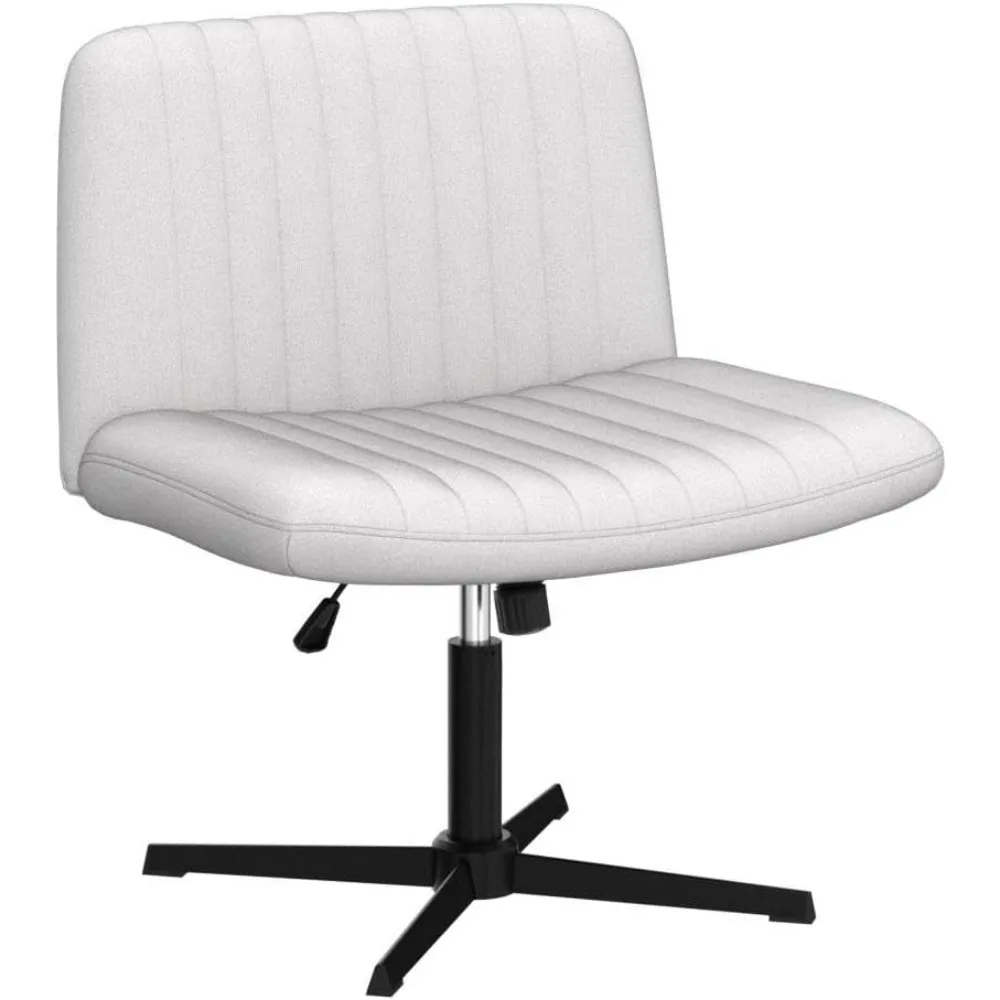 Criss Cross Desk Chair No Wheels, Fabric Padded Armless Wide Seat 120° Rocking Mid Back Ergonomic Computer Task Vanity Chairs