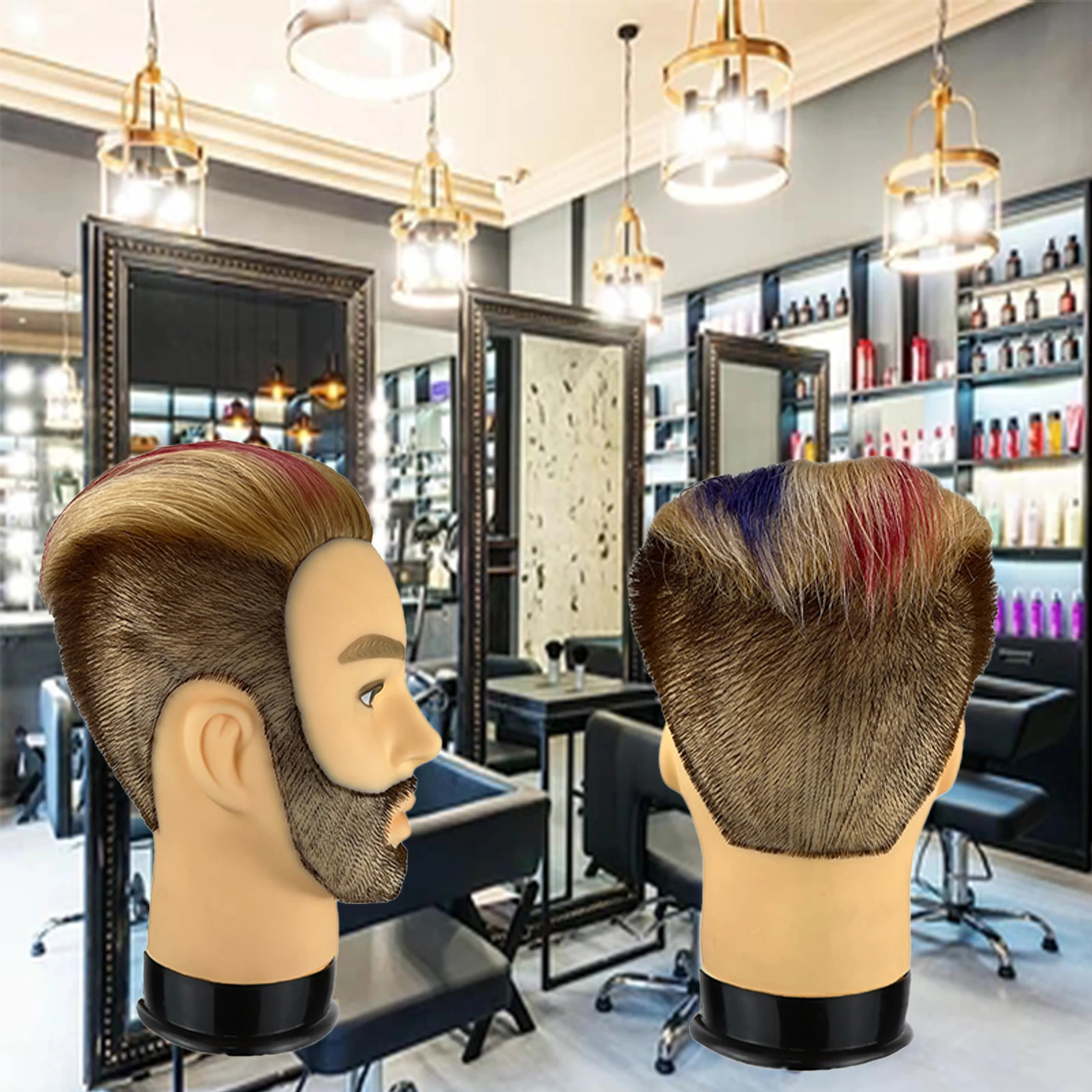 Tête de Mannequin avec 100% de Cheveux Humains Remy Noirs pour la Pratique du Coiffeur, Entraînement en Cosmétologie, Tête de Beurre pour la Coiffure