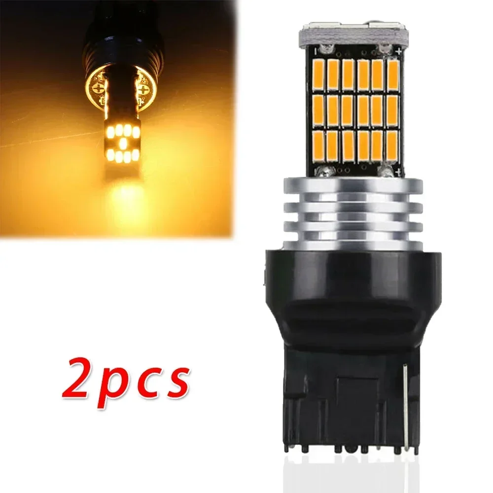 2 Pcs W21W T 20 LED Amber Canbus 7440 Turn Signal Light WY21W Bulb Taillight 45SMD Turn Signal Light 12V
