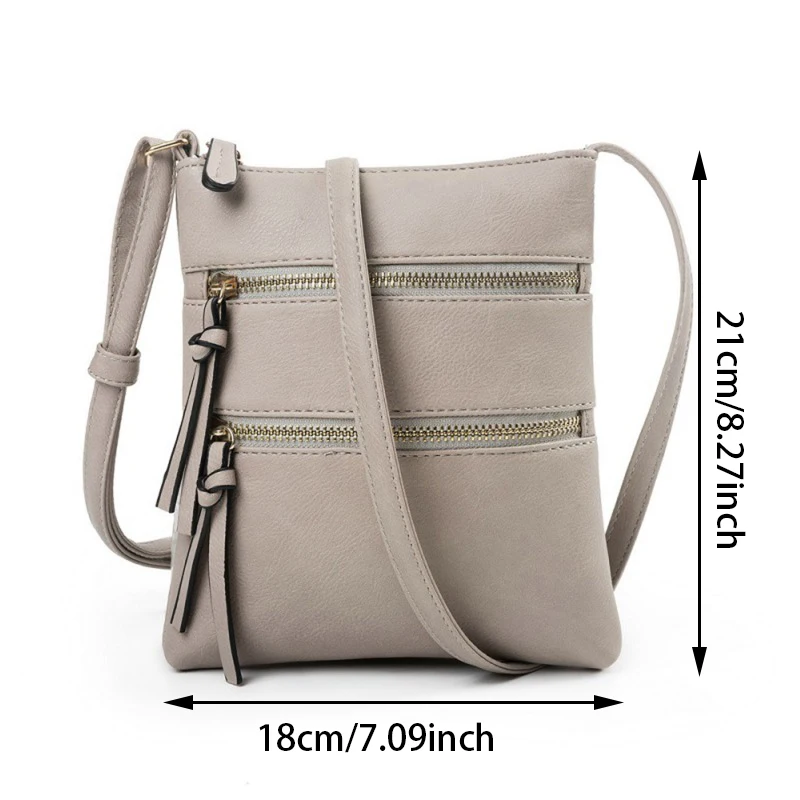 Women PU Leather Shoulder Bag Strap Crossbody Bag Casual Small Handbag Pocket Ladies Designer Zipper Female Messenger Purse