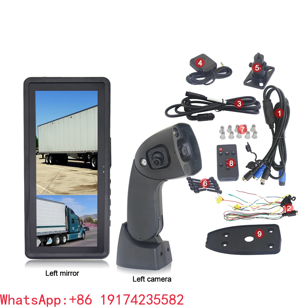 

12.3'' Side View E-Mirror AI Detect Touch Screen HD Car Monitor Long Arm HD 1080P Camera Bus Truck Camera