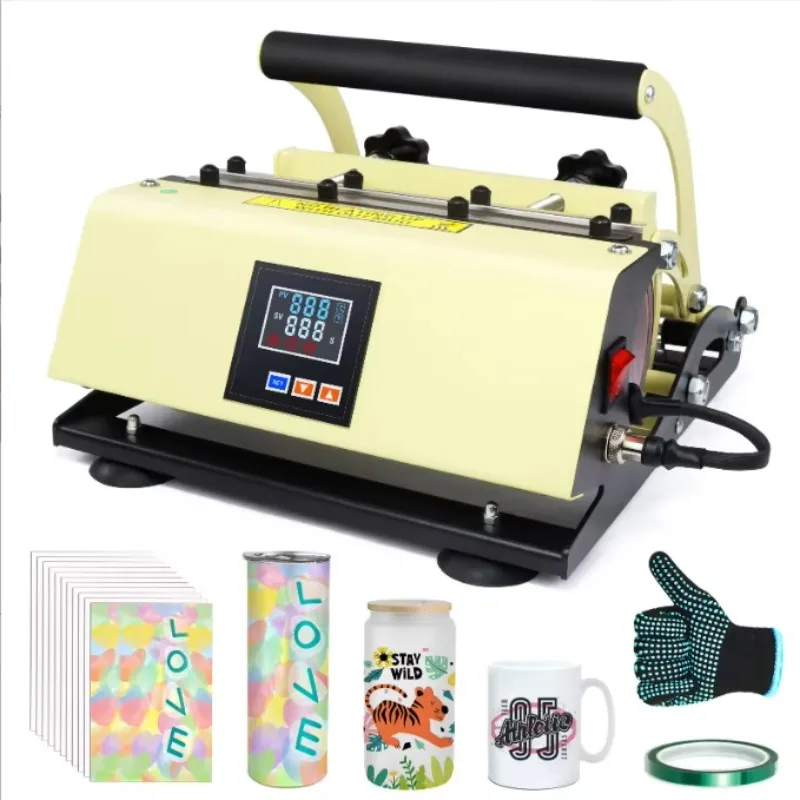 30 أوقية آلة خبز الأكواب الصحافة الحرارة آلة طباعة الأكواب الساخنة زجاجة ماء الإعلان شعار نمط معدات الطباعة