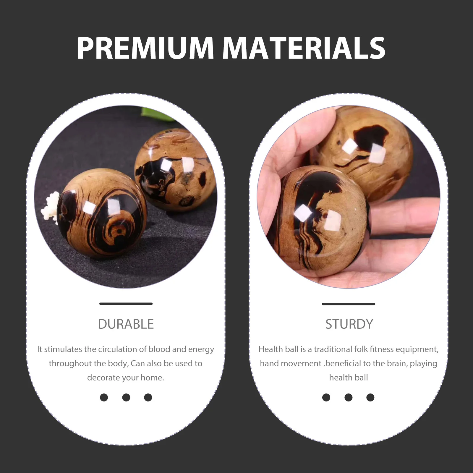 

2 шт. нефритовый мяч для здоровья, упражнения для рук, черный традиционный инструмент для снятия стресса, массажа, релаксации