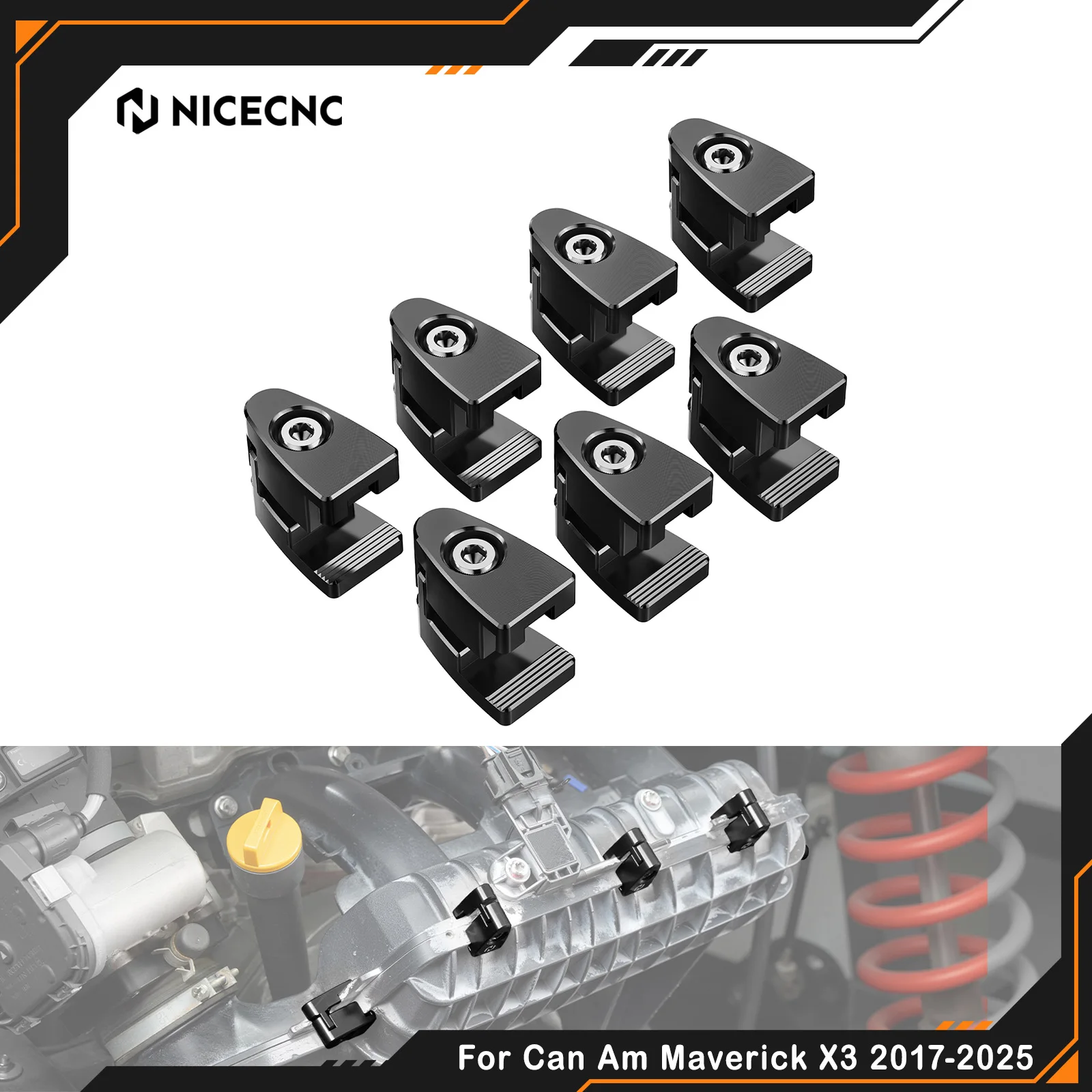 NICECNC For Can Am Maverick X3 2017-2025 Intake Manifold Reinforcement Bracket 7Pcs Brackets & Screws Replaces 420867347 RR MAX