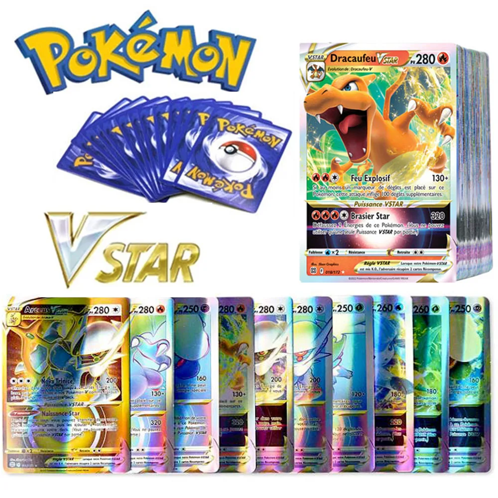 

New Pokemon Cards Vstar V GX MEGA TAG TEAM EX Game Battle Card Trainer Energy Shining Cards Game Castellano Children Toy