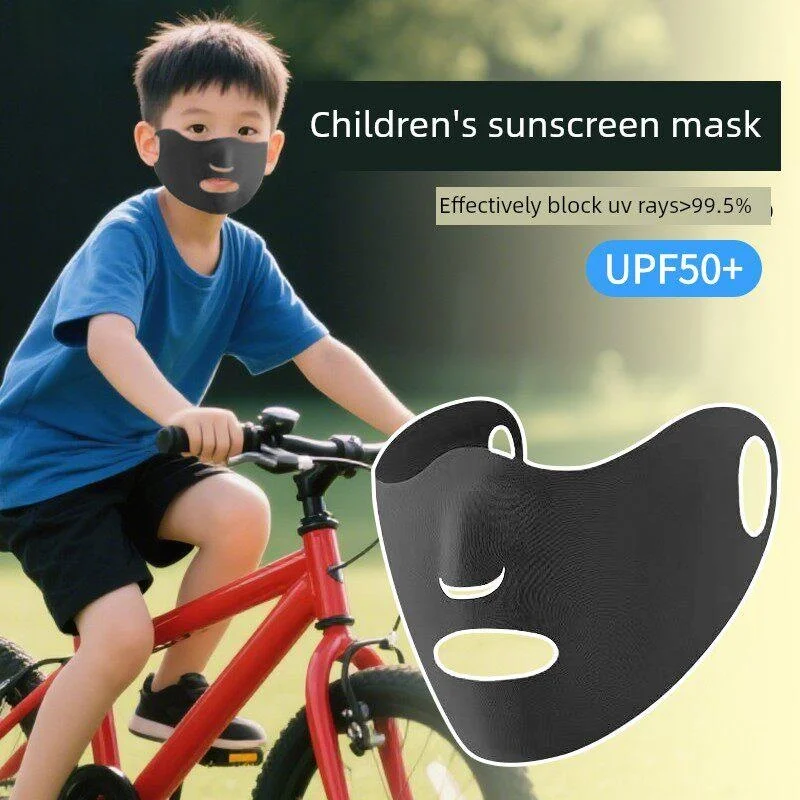 

Children's Face Sunscreen Mask Ice Silk Breathable Seamless Summer UV Protection Face Covering for Ages 3-12 Decorative Medic...