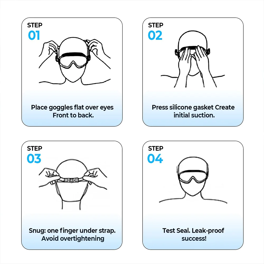 Weitwinkel-Schwimmbrille Schwimmbrille Ohne Leckage Anti-Beschlag UV-Schutz 180° ° Clear Vision Pool Beach Essentials Schwimmbrille für Erwachsene – Detail 6