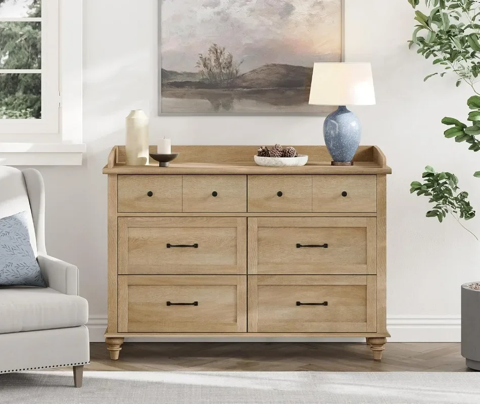 

Dresser for Bedroom with 6 Drawers, Kids Dressers with Wide Chest of Drawers, Rustic Oak