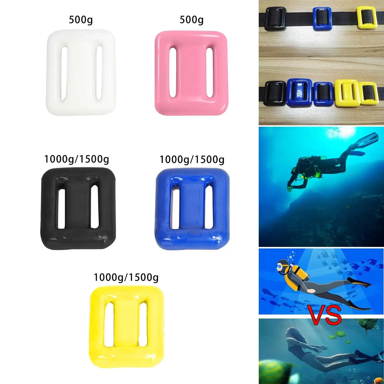 Solid Scuba Weights 500G to 1500G Non Slip Counterweight Coated Parts