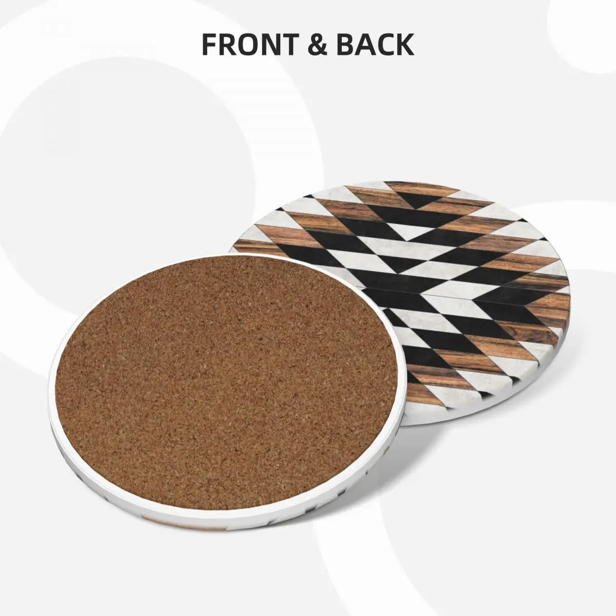 Urban Tribal Pattern No.13 - Aztec - Concrete and Wood Ceramic Coasters (Set of 4) for cups set mat for dishes Coasters