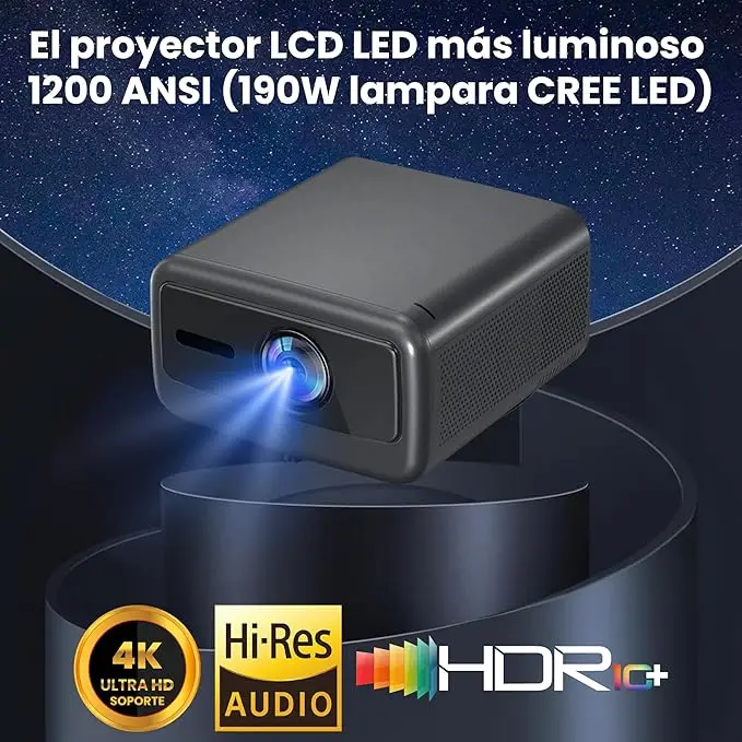 4K Projector, Seelumen FH1000, 1200 ANSI Lumens Brightest in LCD, AndroidTV, Fullhd Native, Home Theater 300