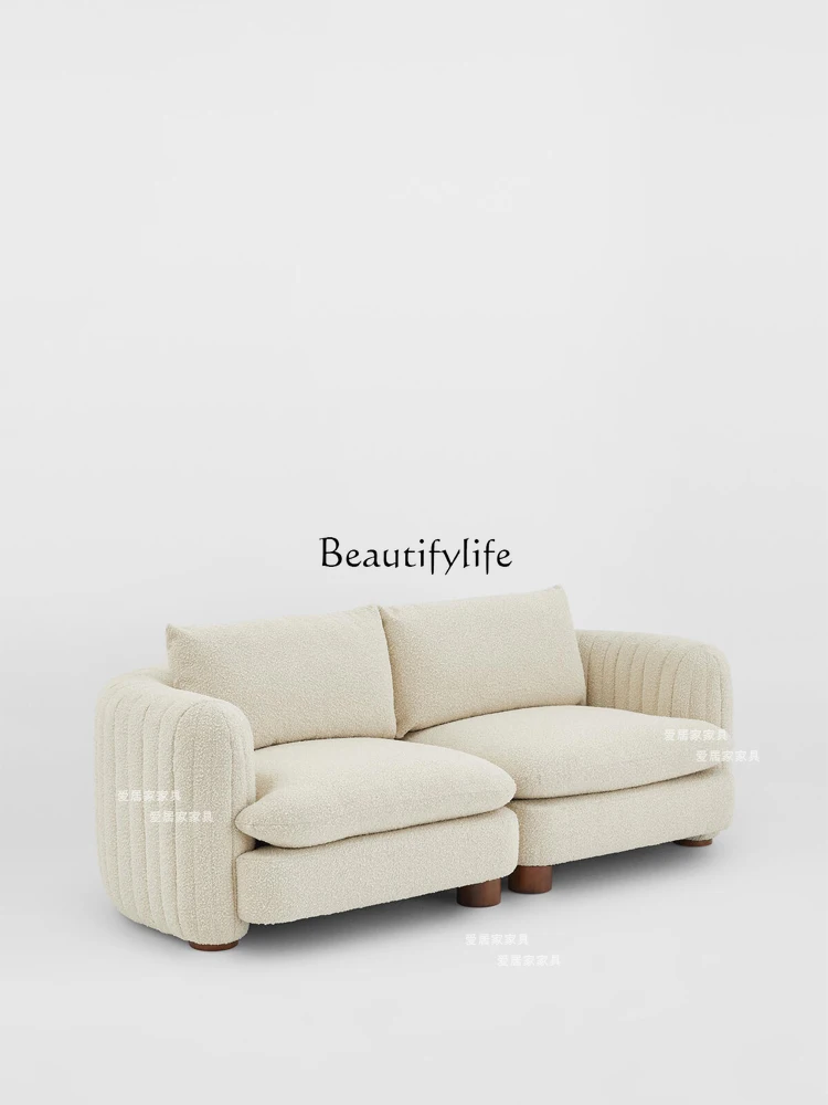 

Fabric Curved Sofa French Cream Style Lambswool Sofa Combination