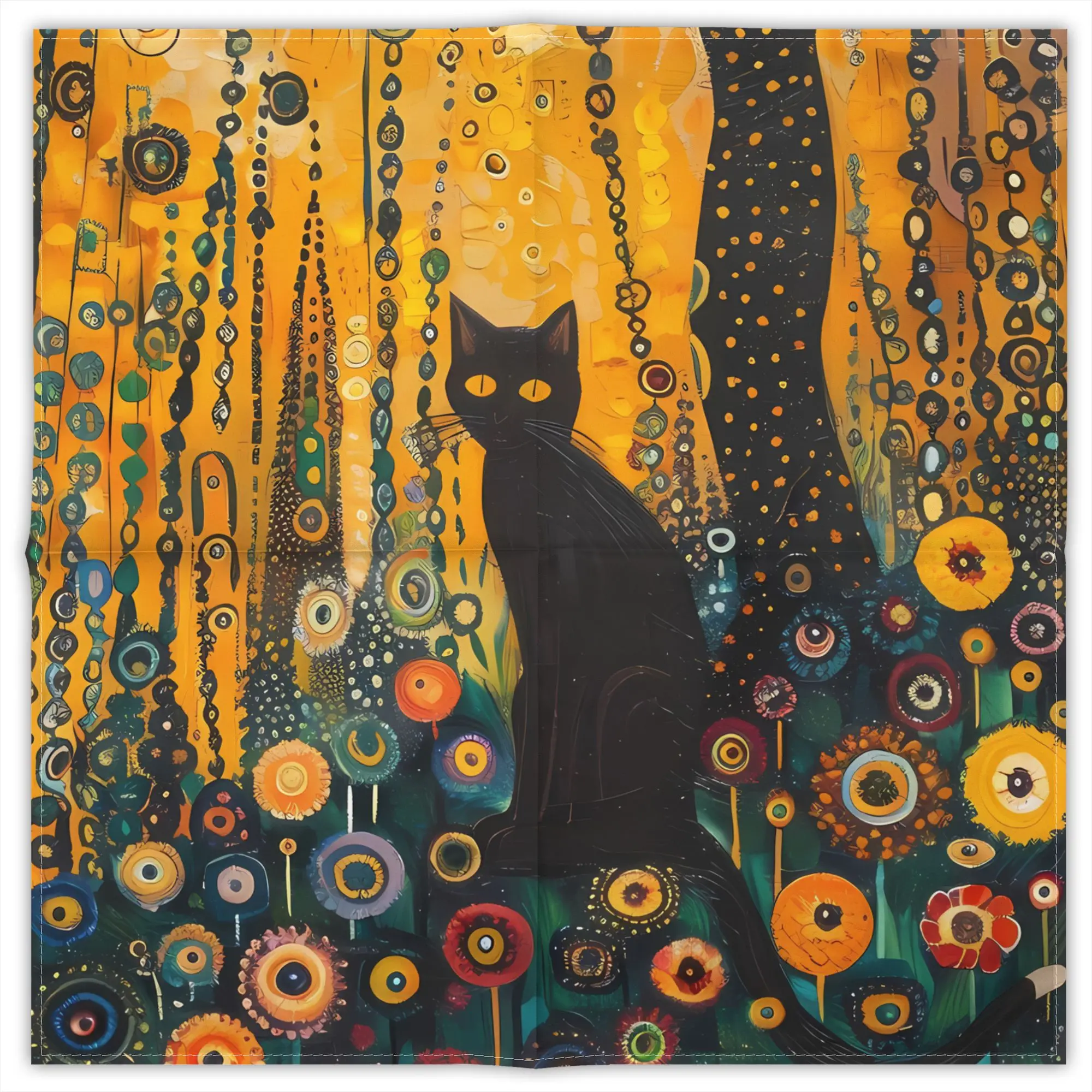 lenco-quadrado-decorativo-de-poliester-estampado-com-arte-de-pintura-gustav-klimt-para-uso-diario