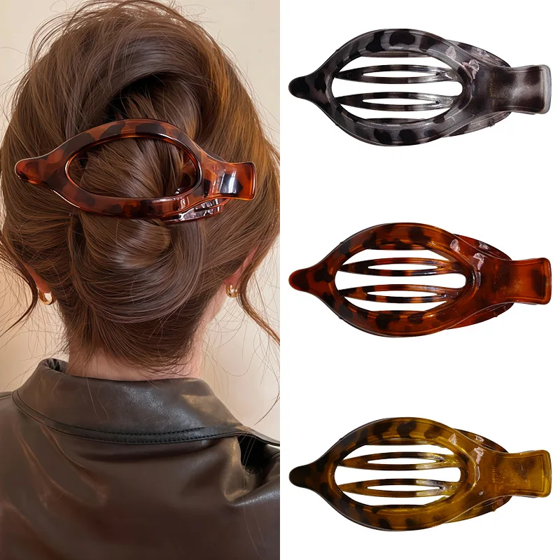 2pcs/3pcs New Large Hair Claw Clip Simple Bun Maker Duckbill Hair Clip for Ponytail Updo Leaf Shape Grab Hairclips for Women
