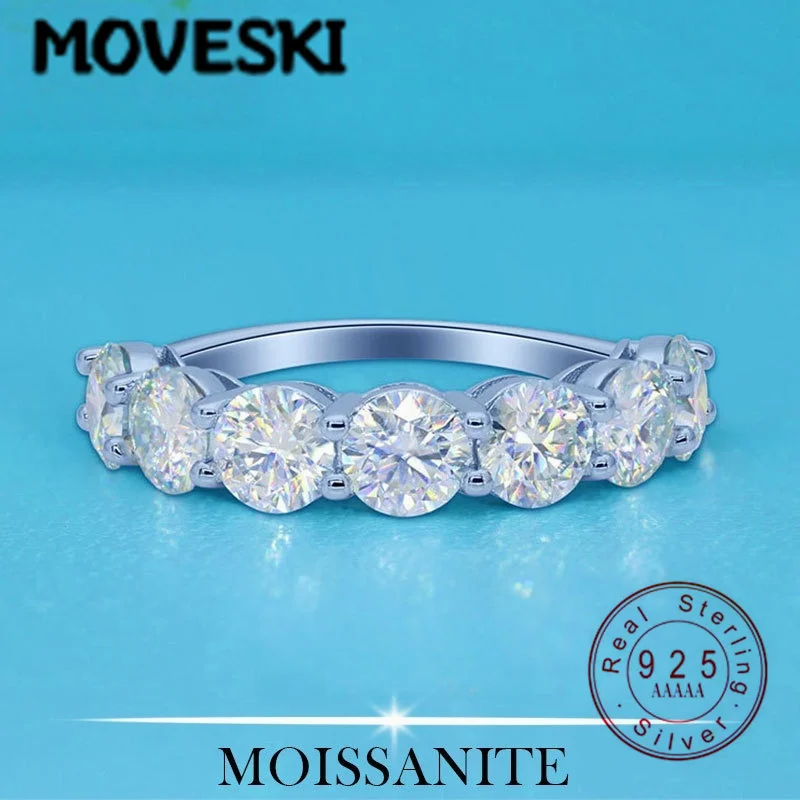 

Кольцо MOVESKI из стерлингового серебра 925 пробы с муассанитом круглой огранки, полукольцо-ободок 0.5CT/1CT, штабелируемое обручальное кольцо для женщин