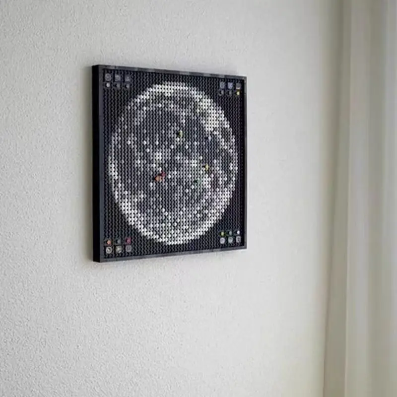 2469PCS MOC Apollo Lunar Landing Pixel Mosaic Mural Assembly Building Blocks Toys 40 * 40 * 2.8CM