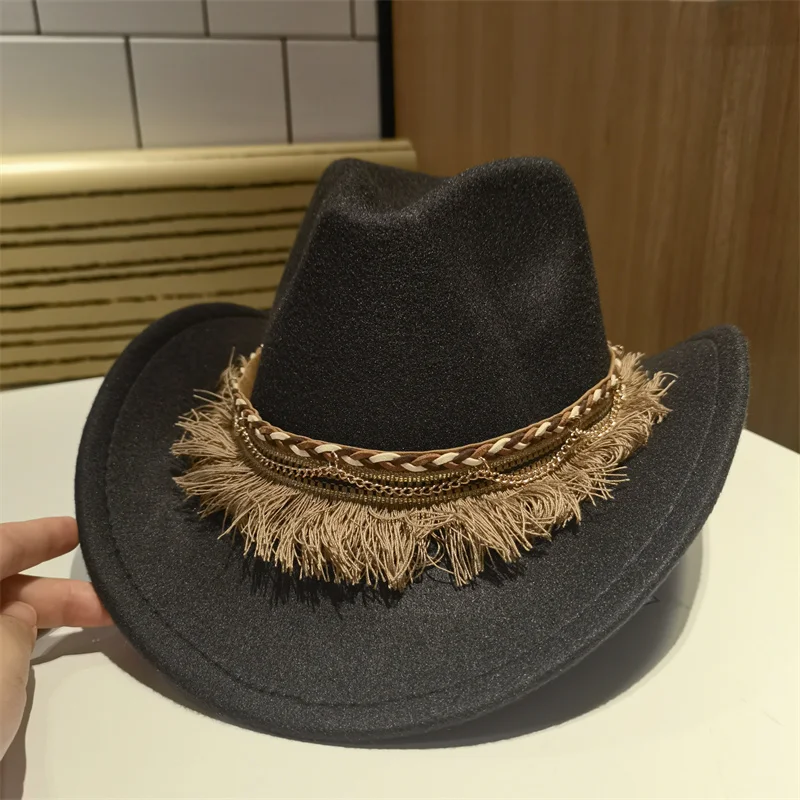 Fedora Hat Hat Cowboy Western Cowboy Men Hat Panama Outdoor Wide Brim Solid Khaki Coffee Black Outdoor Cap Sombrero Vaquero New