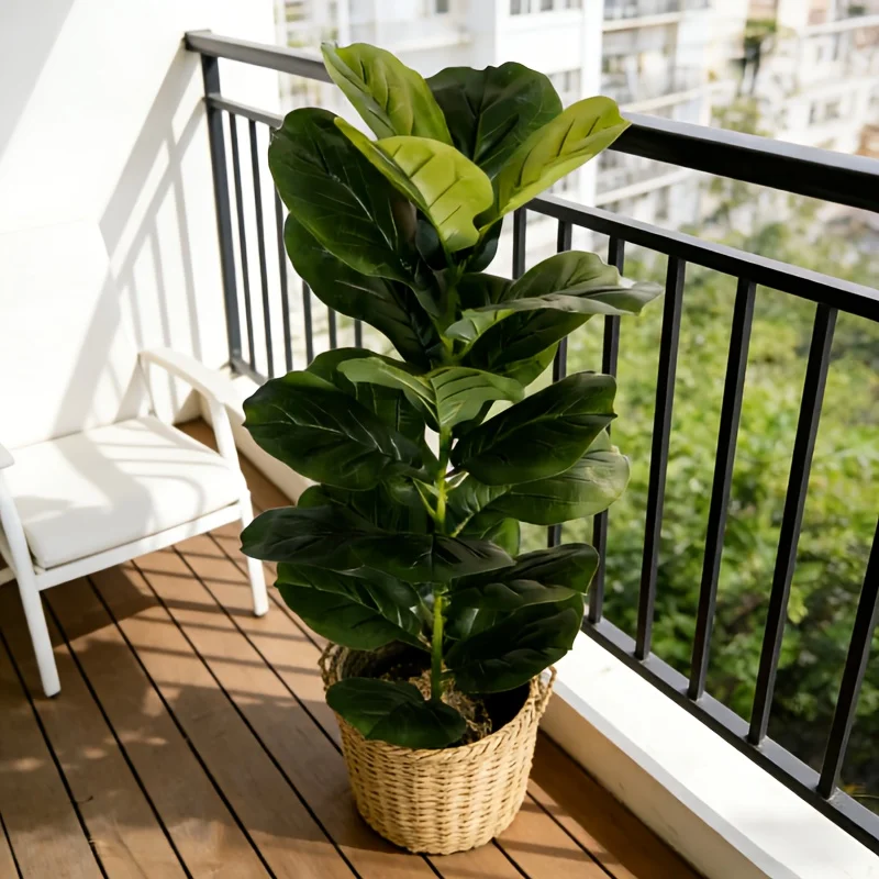 100CM 23 Blätter Großer Künstlicher Ficus-Baum Tropische Kunstpflanzen Grüne Plastik-Palmblätter Zweig für Haus- und Gartendekoration 2026 NEU – Detail 2
