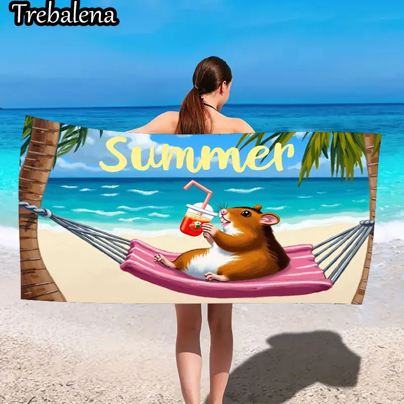 

30*60inch Ultra-Soft Beach Towel with Summer Hamster Beach Fun Towel