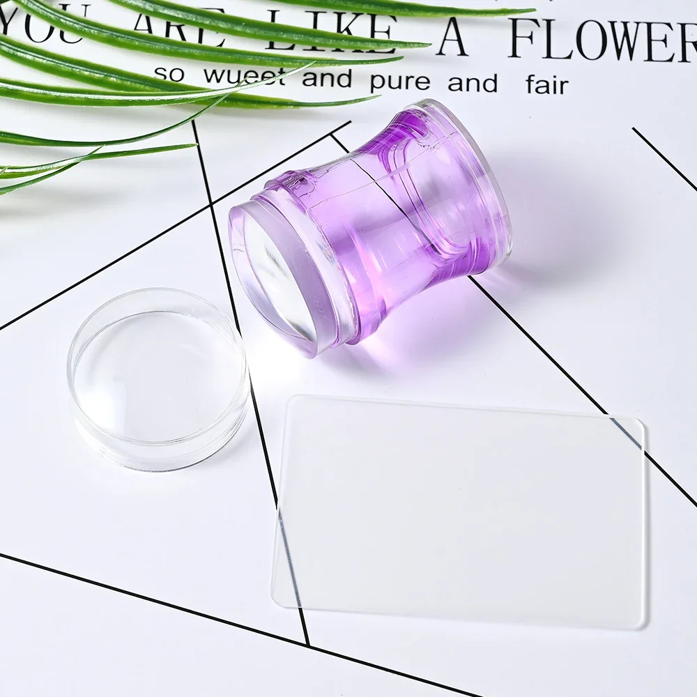 Kit d'estampage pour Nail Art Transparent en Silicone, français pour plaque de manucure, pochoir de vernis, modèle de tampon de sceau, grattoir