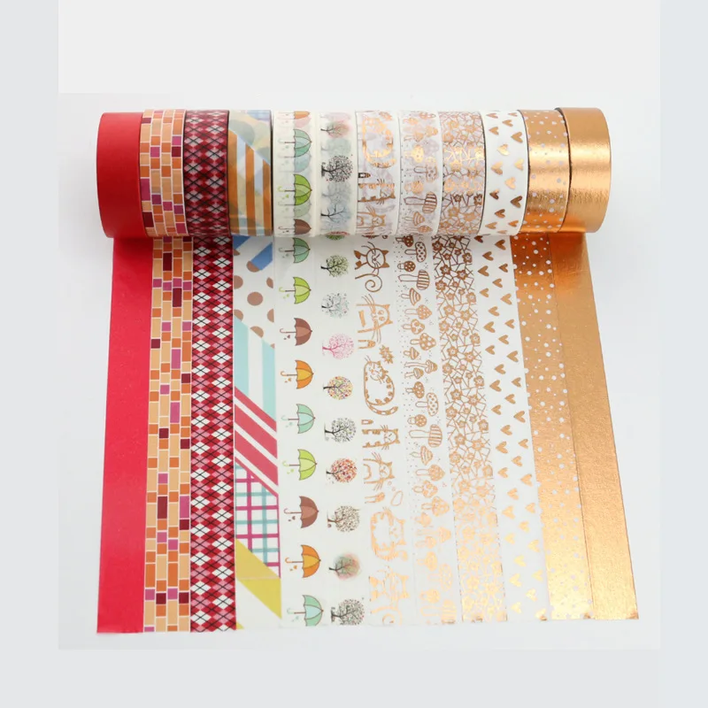 Customized productCustom Make Perforated Foil Printed Planner Paper Silver Gold Foil Tape Set Japanese Decoration Journal Washi