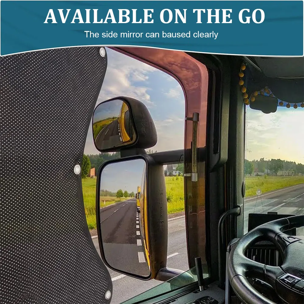 2PCS หน้าต่างด้านข้าง Sun Shade สําหรับกึ่งรถบรรทุกสําหรับ RV กึ่งรถบรรทุก Volvo รถบรรทุก Freightliner Sunshade พร้อมถ้วยดูด UV ป้องกัน