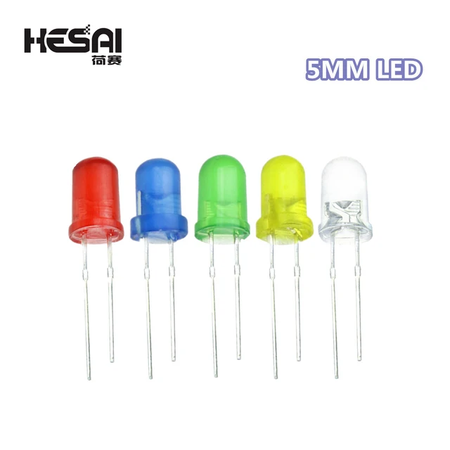 100 sztuk/partia F5 5mm LED Ultra Bright czerwony/zielony/niebieski/biały/żółty/pomarańczowy 5mm okrągły LED dioda F5 LED dioda emitująca światło