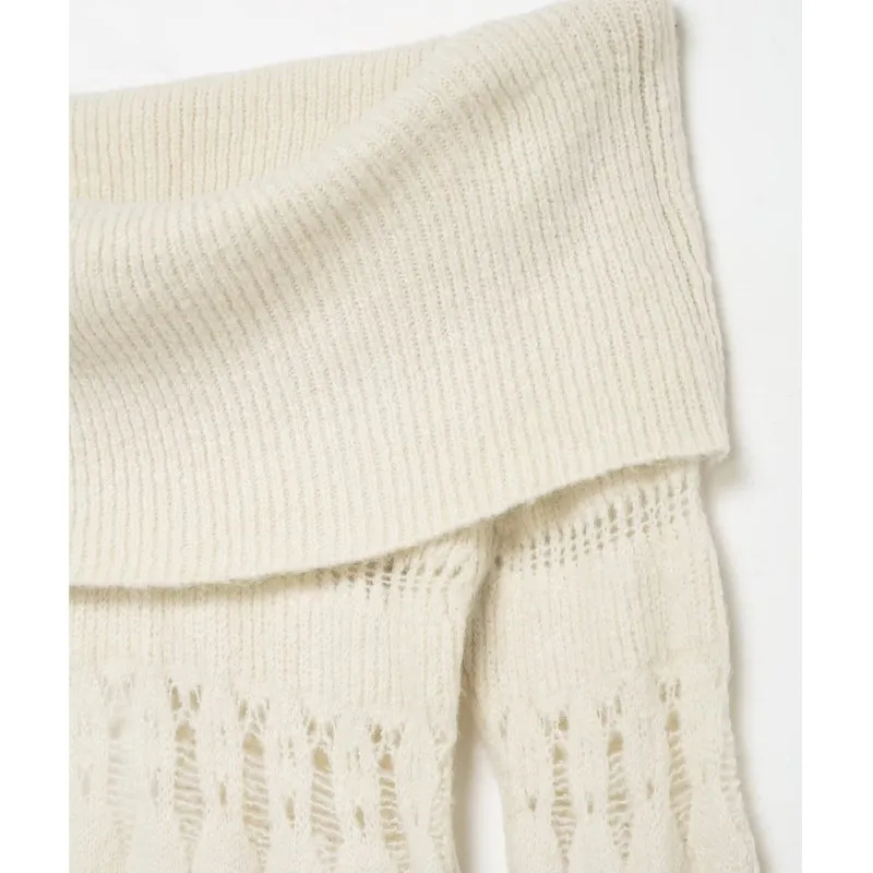 Frauen Aushöhlen Off Schulter Gestrickte Pullover Herbst Casual Langarm Pullover Vintage Chic Weibliche Tops