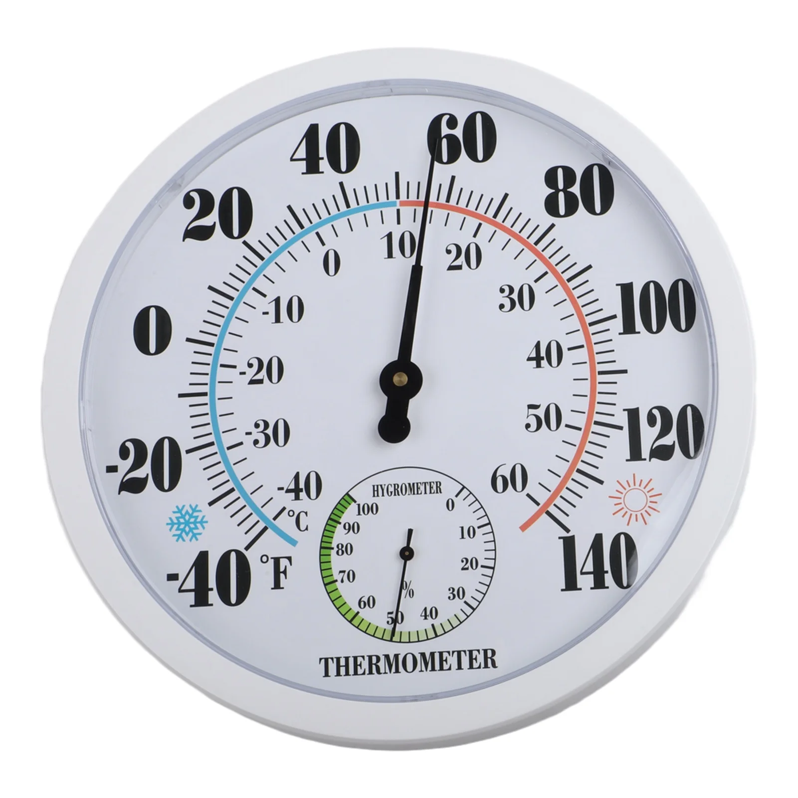 Afbeelding 5: Analoog display, binnen- en buitenthermometer, voor gebruik in huis, zwart-wit, vochtigheidsmeter voor binnen en buiten, temperatuurmeetinstrument.