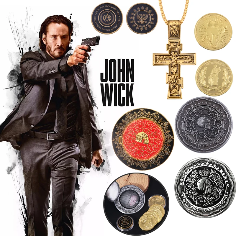 Hot Movie John Wick Can Open Coin Big Size Badge Sofia Blood Oath Marker Keanu Reeves Continental Hotel Adjudicator Cosplay Jewe