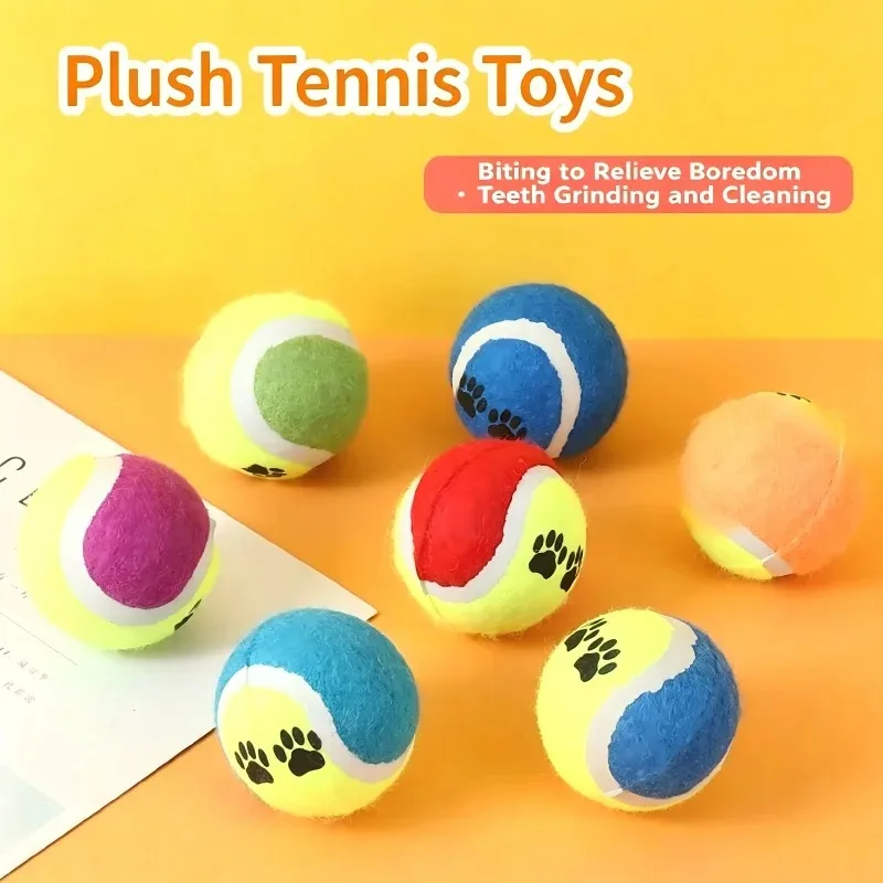 1/3/Pcs Pet Dog Toy Footprint Tennis Ball Anti Bite Wear Resistant Elastic Ball Training Ball Interactive Sports Toy Tennis Ball