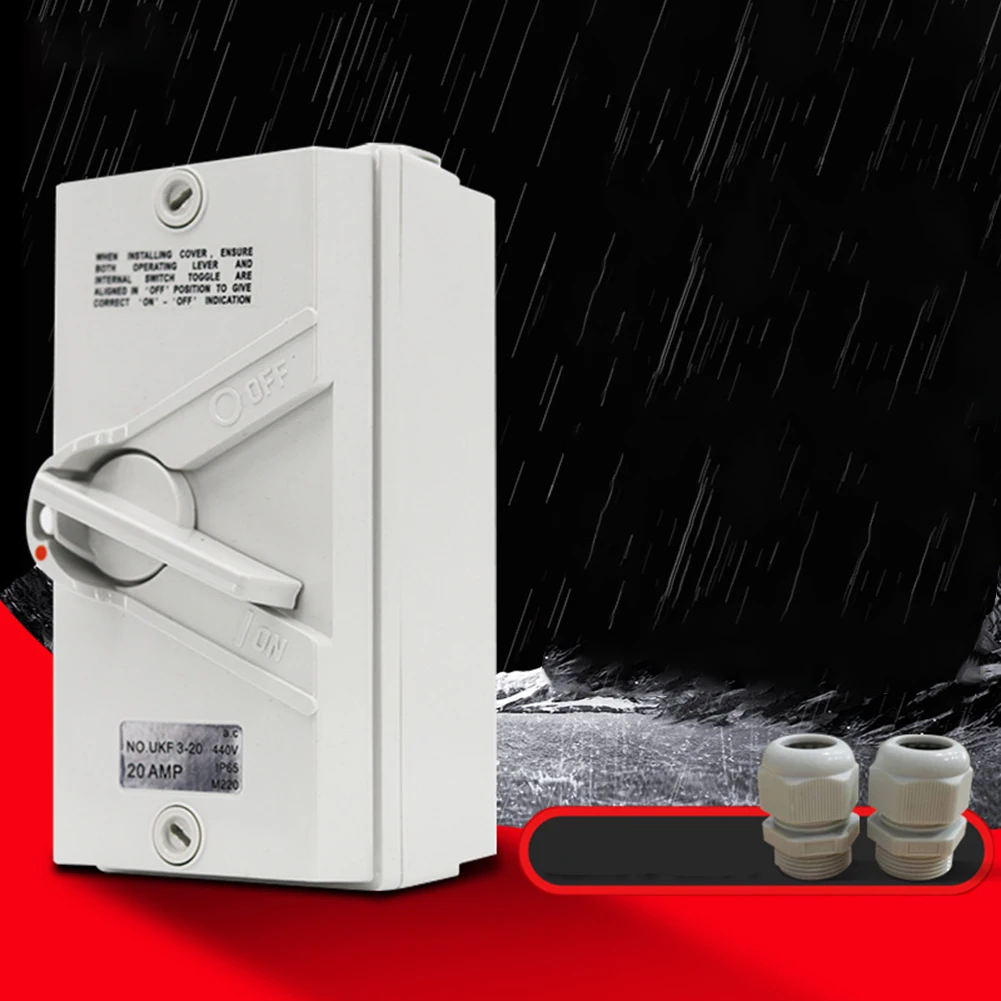 1pcs IP65 Outdoor Waterproof Isolator Switch 3P Waterproof Isolating Switch Three-phase Dustproof Rotary Load Switch 35A