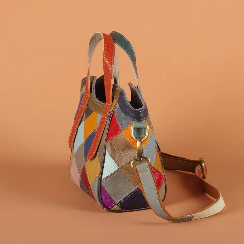 LOMANTINA Women Genuine Leather Handbags Luxury Female Designer Tote Bags Messenger Colorful Fashion Large Purses And Handbags