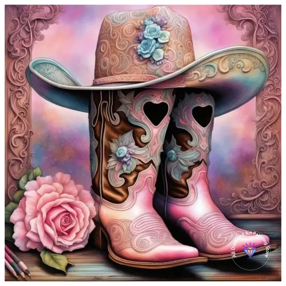 

Cowboy boot cap AB diamond painting kit square circular diamond 5D DIY mosaic handmade art adult exquisite gift home Decor