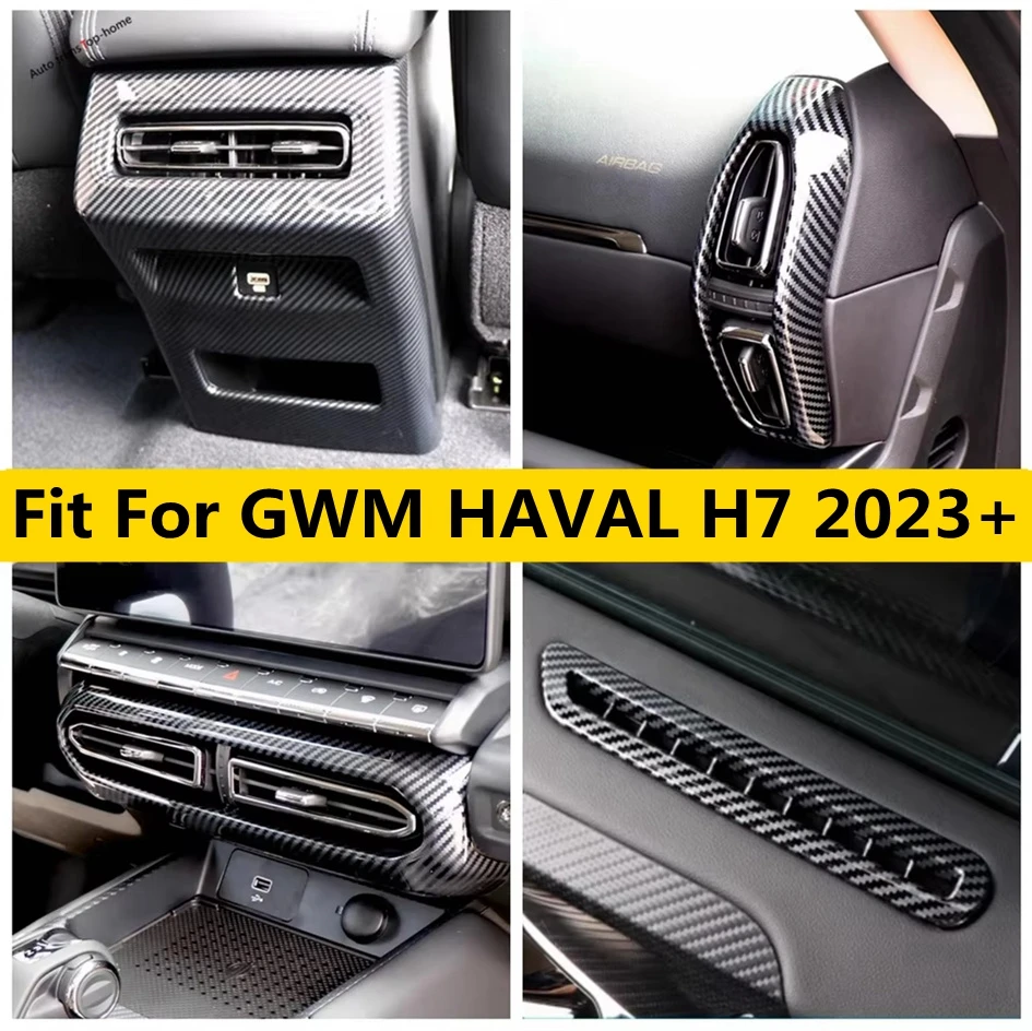 

ABS Carbon Fiber Look Air Conditioner Vent AC Outlet Decoration Frame Cover Trim For GWM HAVAL H7 2023 2024 2025 Accessories