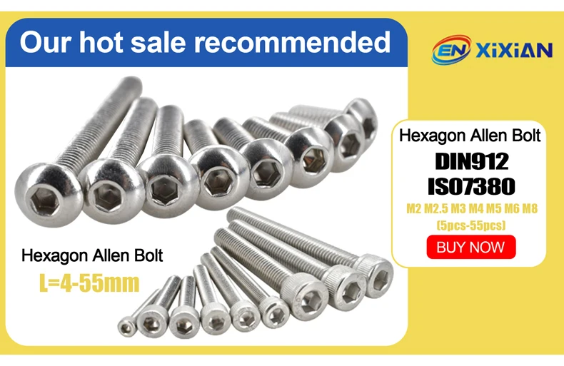3-150pcs DIN7991 Black Steel 10.9 Hex Socket Countersunk ISO7380 G10.9 Round Allen Hexagon Socket Screw M2 M2.5 M3 M4 M5 M6 M8