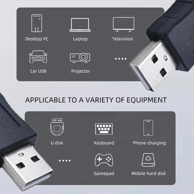 Adaptador de extensión USB dual USB 2.0 A a un adaptador de conexión macho a macho para transmisión de datos