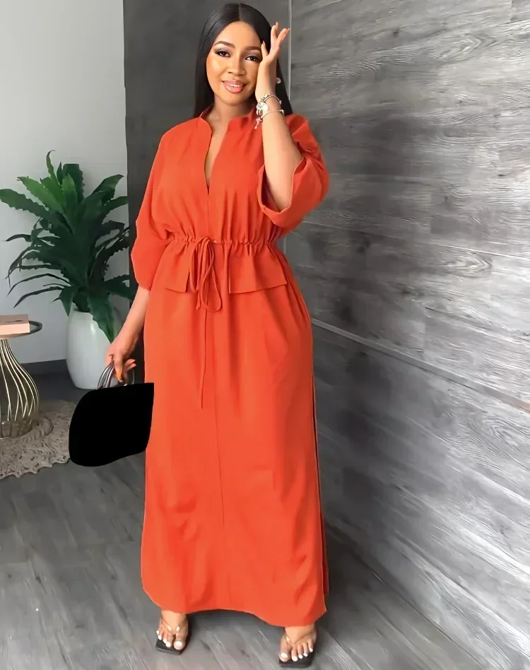 GUWU مكتب سيدة الخامس الرقبة الكشكشة مرونة الخصر سبليت الجانب ماكسي فستان نحيل الإناث الشارع الشهير Bodycon أنيقة النساء فساتين طويلة