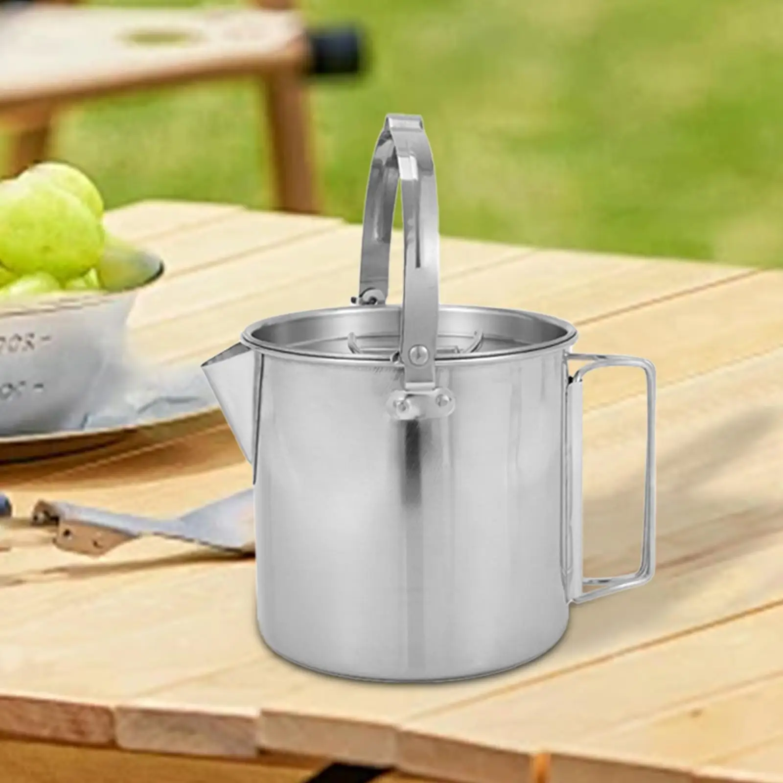 Camping Kettle, Outdoor Camping Pot Teapot Kitchen Cooking Portable Water Boiler Camping Tea Kettle for Fishing Hiking