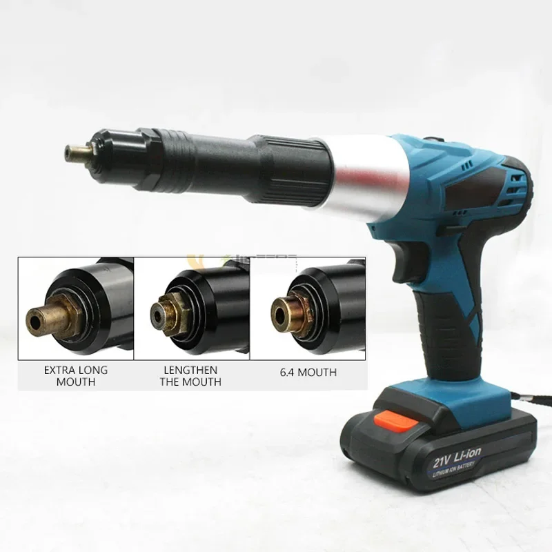 21V Electric rivet gun  portable cordless rechargeable electric blind riveter gun support 2.4-4.8mm rivet