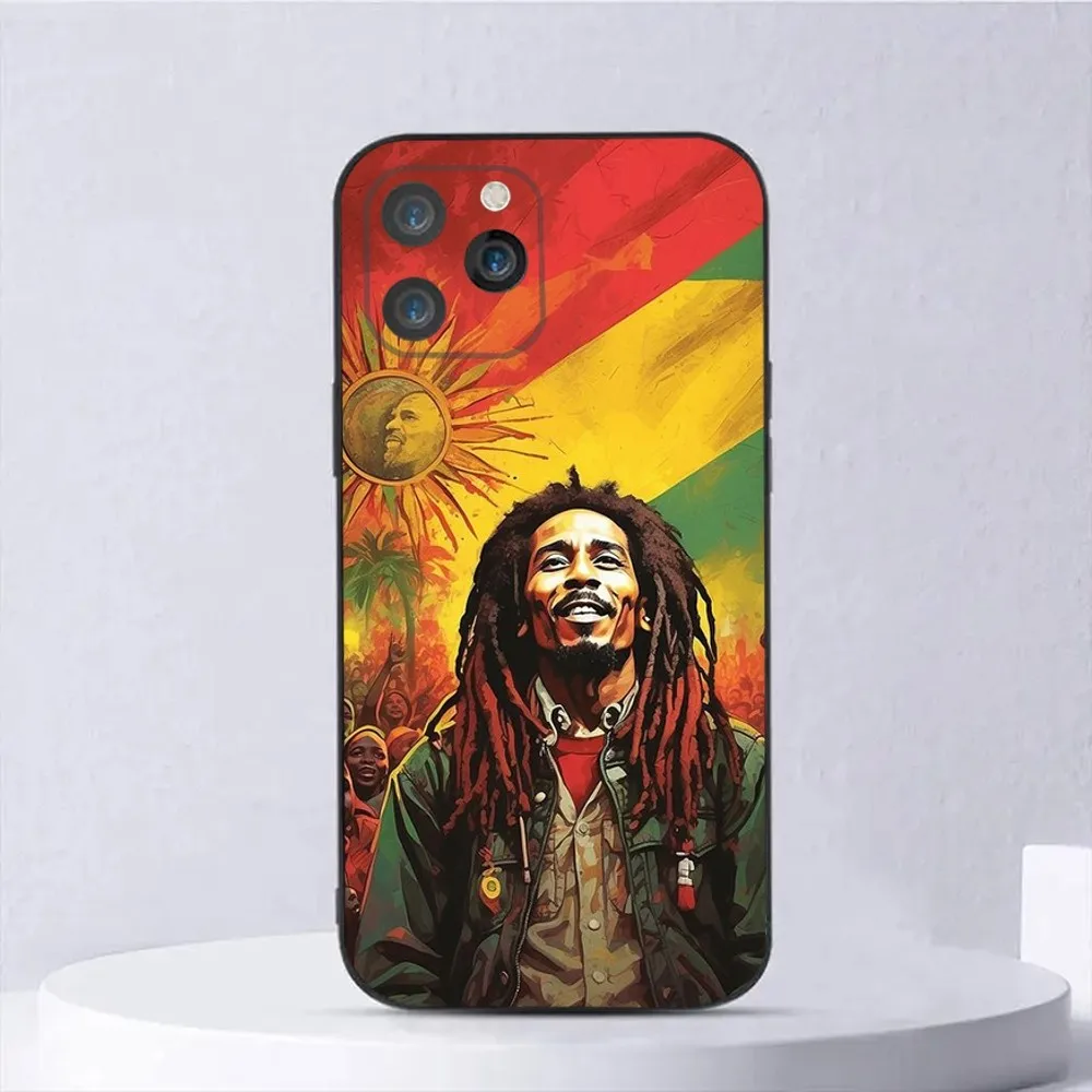 Singer Bob M-Marley Phone Case For iPhone 15,14,13,12,11,Plus,Pro Max,XS,X,XR,SE,Mini,8,7 Soft Silicone Black Cover