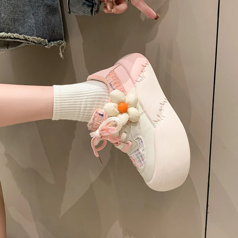 2023 New Kawaii Fashion All-match Platform Shoes Sports Style Casual Round Toe Spring Autumn Korean Version Sweet Cute Sneakers