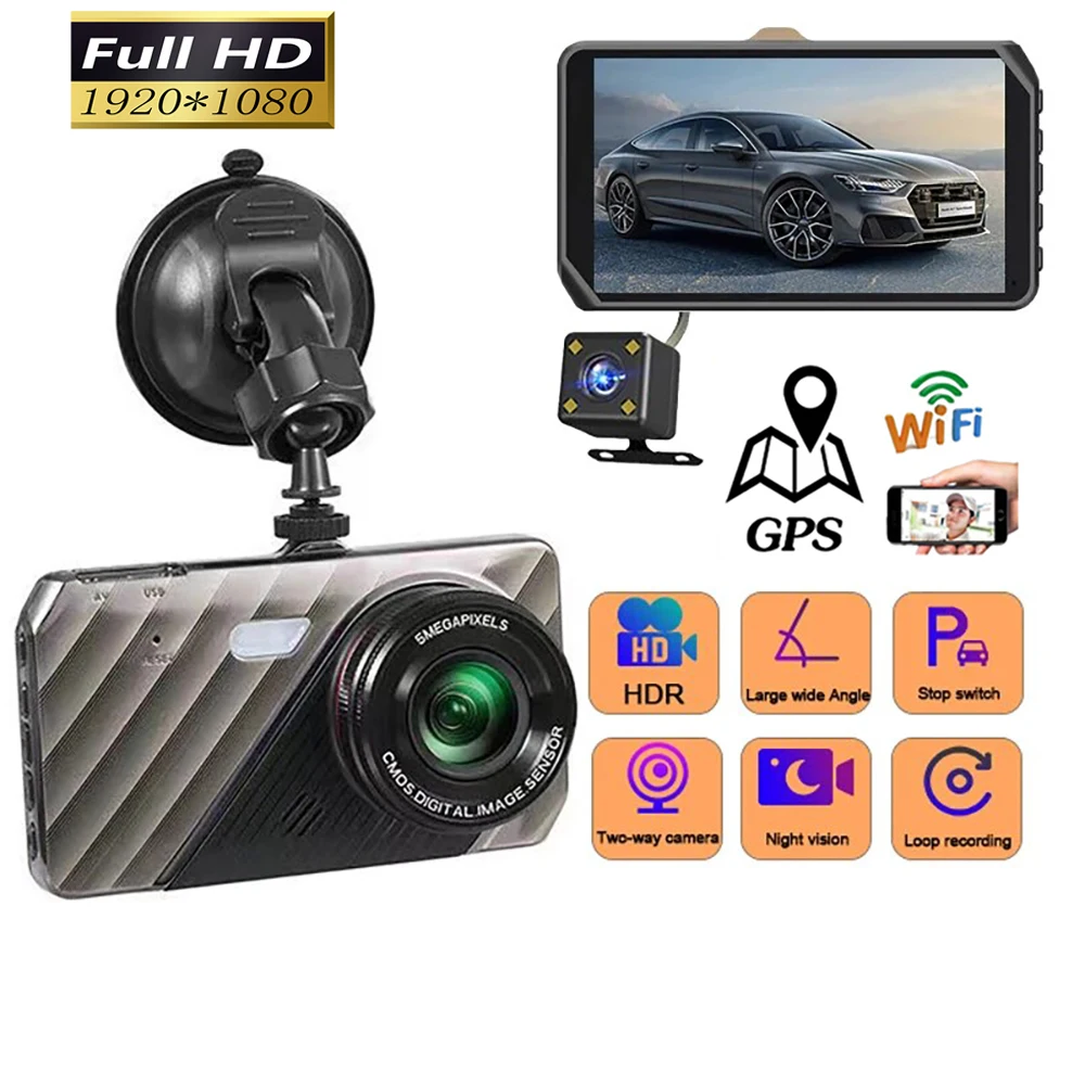 Car DVR WiFi GPS Dash Cam Full HD 1080P Vehicle Camera Drive Video Recorder Auto Dashcam Black Box Car Accessories Registrator